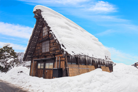 Ancient house Shirakawago village in Japanのeditorial素材