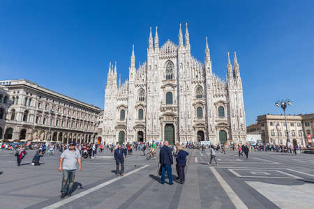 Milan, Italy - April 13, 2015: Milan Cathedral or Duomo is the cathedral church of Milan, Italy. Dedicated to St Mary of the Nativity.のeditorial素材