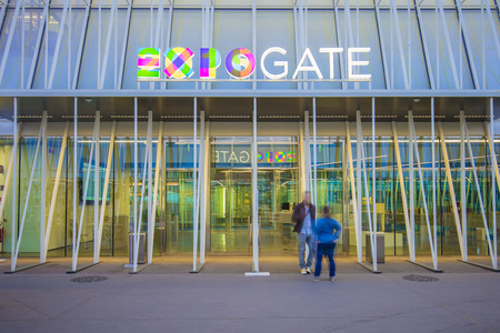 Milan, Italy - April 14, 2015: Expo 2015 Gate in Piazza Castello, Milan, Italy on April 14, 2015. Expo 2015 is the next Universal Exposition.のeditorial素材