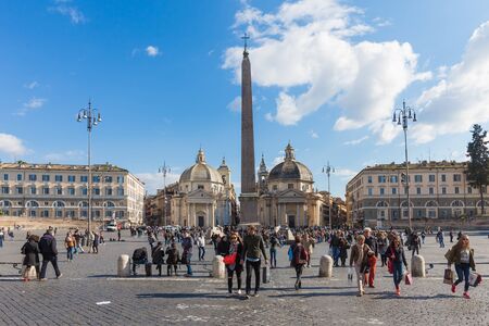 Rome Italy  April 7 2015: Piazza del Popolo is a large urban square in Rome. The name in modern Italian literally means people's square.のeditorial素材