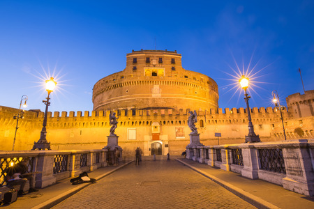 Rome Italy  April 9 2015: The Sant Angel castle in Rome Italy.Castel Sant'Angelo is a towering cylindrical building in Parco Adriano Rome Italy. It was initially commissioned by the Roman Emperor Hadrian as a mausoleum for himself and his family.のeditorial素材