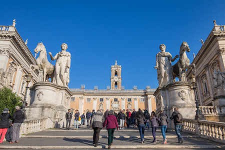 Rome Italy  April 6 2015: The Capitoline in Rome Italy. Capitol Hill  one of the hills of ancient Rome where in ancient times was the Senate.のeditorial素材