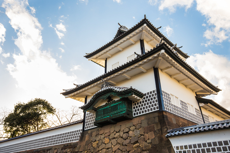 Kanazawa, Japan - February 15, 2015: Kanazawa Castle is a large, well-restored castle in Kanazawa, Ishikawa Prefecture, Japan. It is located adjacent to the celebrated Kenroku-en Garden, which once formed the castle's private outer garden.のeditorial素材
