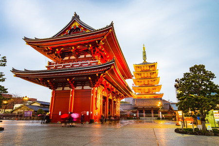 Tokyo, Japan - February 17, 2015: Senso-ji is an ancient Buddhist temple located in Asakusa, Tokyo, Japan. It is Tokyo's oldest temple, and one of its most significant. Formerly associated with the Tendai sect of Buddhism, it became independent after Worlのeditorial素材