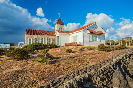 Chruch at Seopjikoji in Jeju Island, South Korea.の写真素材