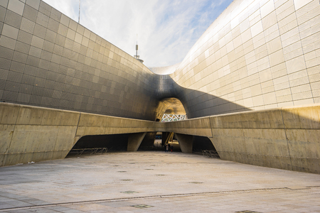 Seoul, South Korea- December 6, 2015: The Dongdaemun Design Plaza also called the DDP is a major urban development landmark in Seoul South Korea designed by Zaha Hadid and Samoo.のeditorial素材