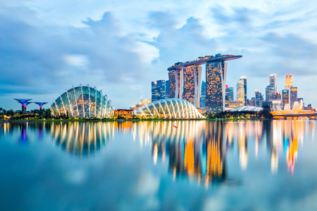 Singapore City, Singapore - July 17, 2015: Marina Bay is a bay near Central Area in the southern part of Singapore, and lies to the east of the Downtown Core. The area surrounding the bay itself, also called Marina Bayのeditorial素材