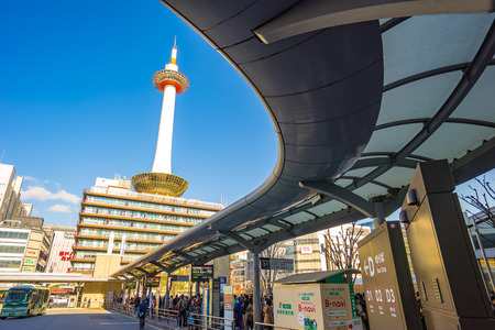 Kyoto, Japan - December 30, 2015: Kyoto Station is the city's transportation hub. It is also the site of a large bus terminal for city buses and long distance and overnight highway buses.のeditorial素材