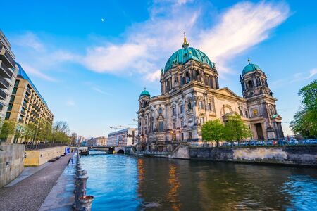 Nice sky with Berlin Cathedral in Berlin, Germany.の写真素材