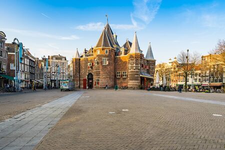 Amsterdam, Netherlands - April 13, 2016: Nieuwmarkt is a square in the centre of Amsterdam, Netherlands. The surrounding area is known as the Nieuwmarktbuurt. It is situated in the borough of Amsterdam-Centrum.のeditorial素材