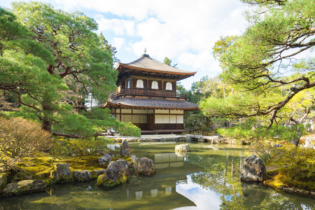 Kyoto,Japan - December 31, 2015: The Buddhist temple Ginkaku-ji is the symbol of Kyoto and one of the most famous temples in all of Japan attracting thousands of tourists daily.のeditorial素材