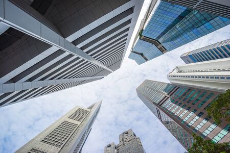 View of financial building in Singapore city, Singapore.の写真素材