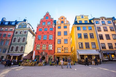 Stockholm, Sweden - May 4, 2017: Gamla Stan, the Old Town, is one of the largest and best preserved medieval city centers in Europe, and one of the foremost attractions in Stockholm.のeditorial素材