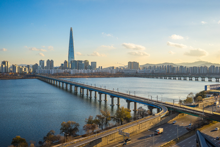 Seoul cityscape skyline in Seoul, South Korea.の写真素材