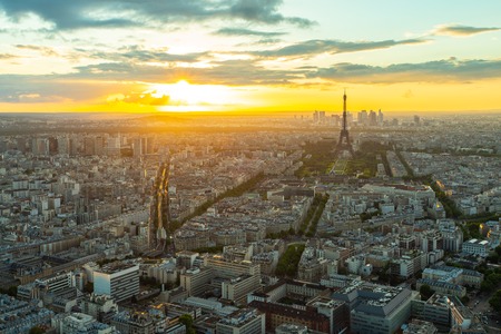 Paris cityscape with sunset in Paris, France.の写真素材
