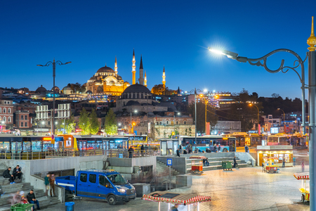 Istanbul city landmark near Galata Bridge in Istanbul, Turkey.のeditorial素材