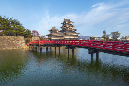 Matsumoto Castle at sunset in Nagano, Japan.のeditorial素材