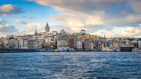 Panorama view of Galata Tower and Istanbul skyline in Istanbul, Turkey.のeditorial素材