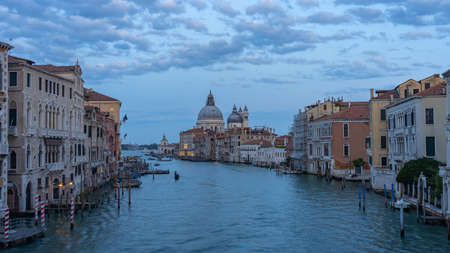 Santa Maria della Salute with view of Venice skyline in Italy.の写真素材