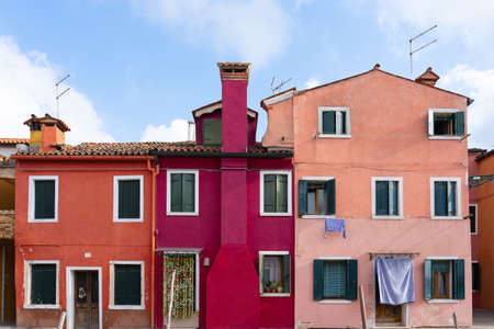 Colorful buildings in Burano island in Venice, Italy.の写真素材