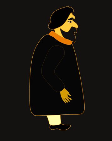 indium man in a black robe and wearing a turban. vector illustrationのイラスト素材