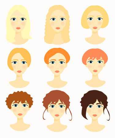 Women face, girls colored hair. vector illustrationのイラスト素材