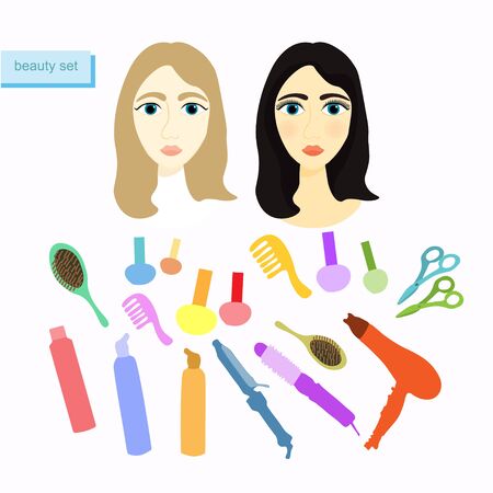 set of beauty for women on a white background. vector illustrationのイラスト素材