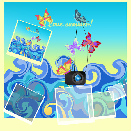 holiday at the sea in summer vector illustrationのイラスト素材