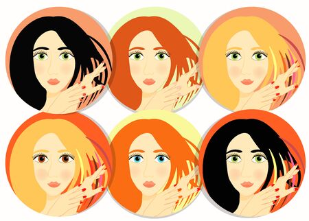 set of girls, women icon vector illustrationのイラスト素材