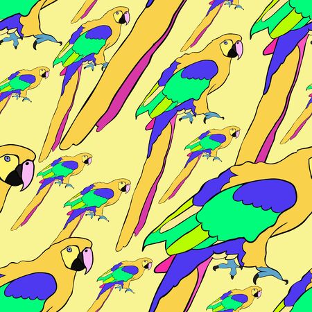 seamless pattern of gold the Caribbean parrot sitting vector illustrationのイラスト素材
