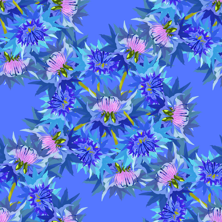 seamless pattern of wild flowers cornflower vector illustrationのイラスト素材