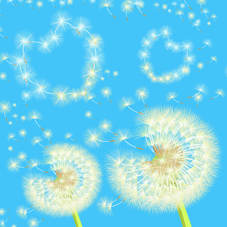background couple of dandelions in the wind flying vector illustrationのイラスト素材