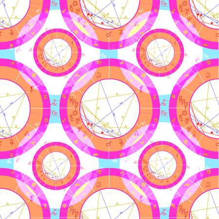 natal astrological chart, zodiac signs vector illustrationのイラスト素材