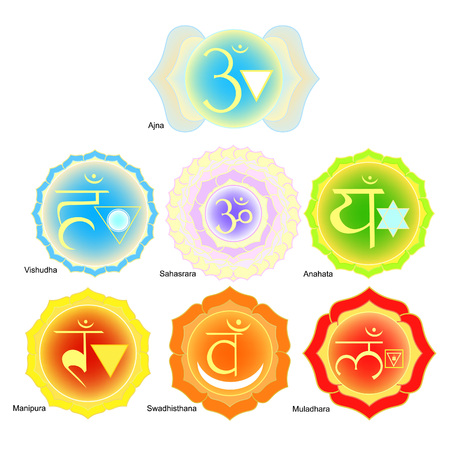 Indian chakra  a color set. vector illustrationのイラスト素材