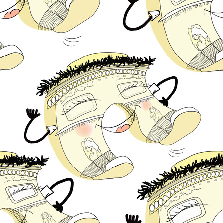 seamless pattern antique Arc de Triomphe in cartoon style vector illustrationのイラスト素材