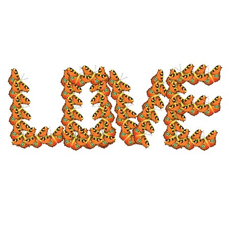 love of the butterfly peacock  vector illustrationのイラスト素材