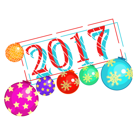 New Year with christmas balls decorations vector illustrationのイラスト素材
