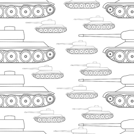outline seamless pattern tanks victory celebration Defender of the Fatherland Day. vector illustrationのイラスト素材