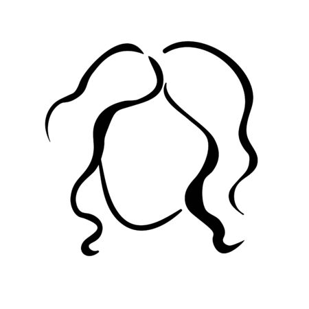 contour girl a person icon  vector illustrationのイラスト素材