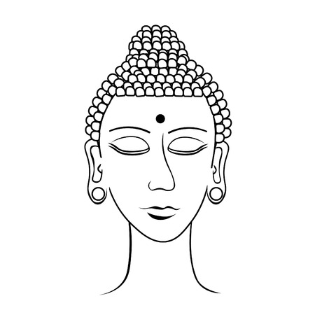 Indian head buddha meditation closed eyes coloring  vector illustrationのイラスト素材