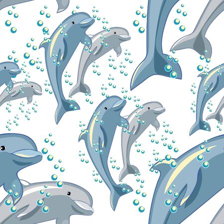 seamless pattern the dolphin couple is smiling.  vector illustrationのイラスト素材