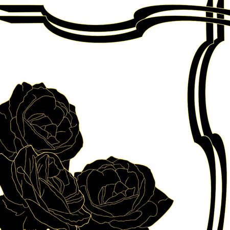 card with rose black flower corner.  illustration vectorのイラスト素材