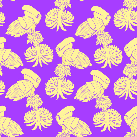 Seamless pattern banana flower India exotica vector illustrationのイラスト素材