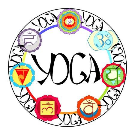Logo yoga chakra in a circle vector illustrationのイラスト素材