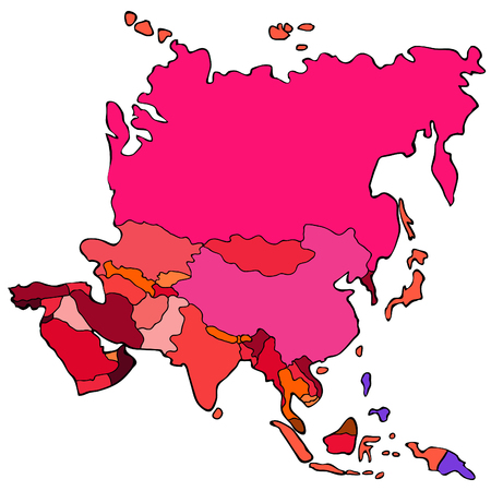 world map of  continent asia vector illustrationのイラスト素材