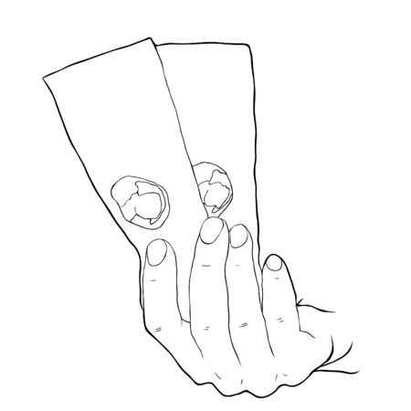  hand is holding the paper money  vector illustrationのイラスト素材