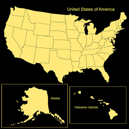 United states of america map on dark vector illustration.のイラスト素材