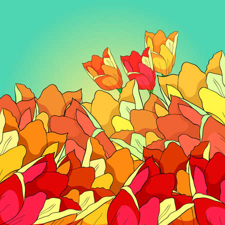 Card red tulip flower vector illustrationのイラスト素材