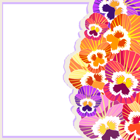 The is card pansy flower. Vector illustrationのイラスト素材