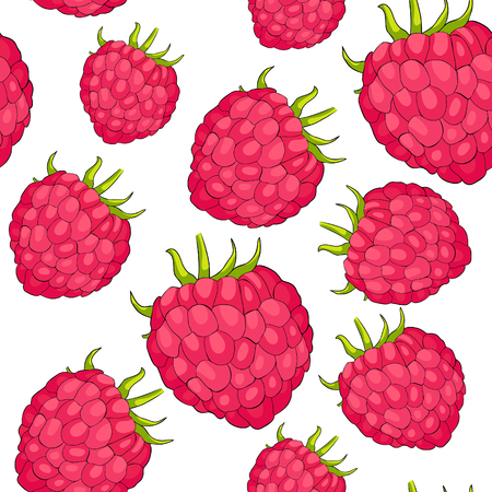 seamless pattern raspberry berry natural ripe summer  vector illustrationのイラスト素材